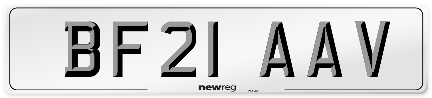 BF21 AAV Number Plate from New Reg